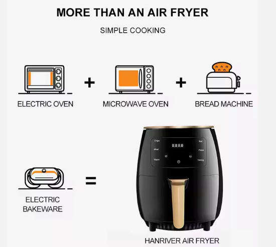 Food essentials and family helpers Smart Air Fryer Oil Free Electric Fryer 6L Large Capacity