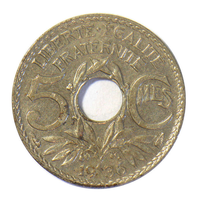 France 1936 5 Centimes coin
