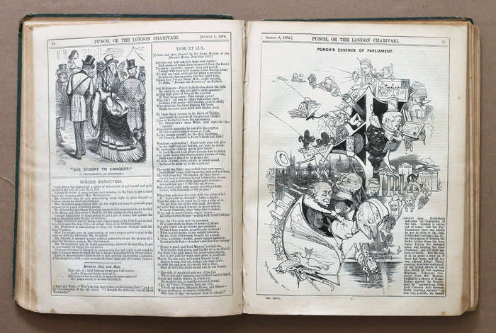 Punch Volume LXVI - 1874/5 - Victorian Humour and Satire Magazine - 150 years old!