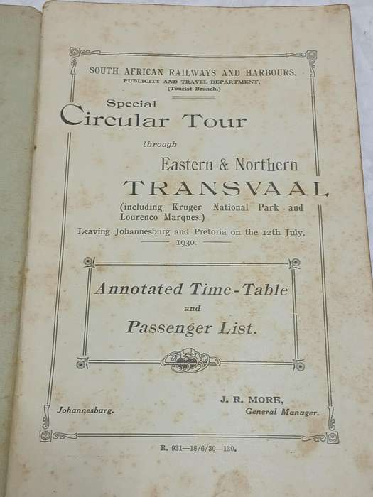 SAR&H / SAS&H Tour Transvaal 1930