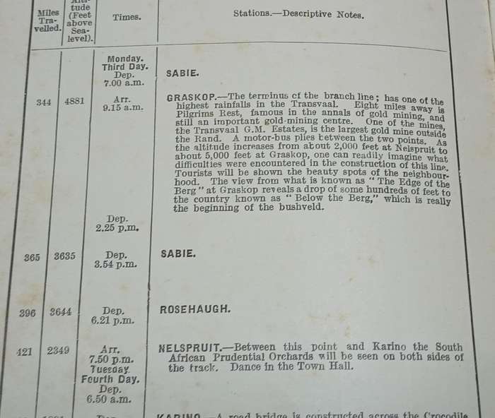 SAR&H / SAS&H Tour Transvaal 1930