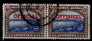 SWA 1951 Official 6d overprinted pair FU