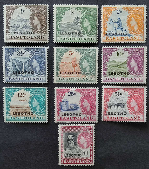 1966 Basutoland overprints set of 11 stamps MM