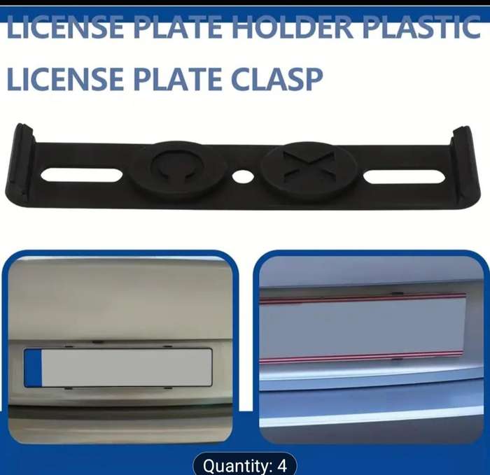 4pcs XCLPF Car License Plate Frame Kit - Black Elastic Plastic Holders with 4 EVA Pads, Fits 10.92cm