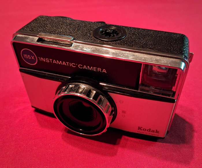 Vintage Kodak 155 X Instamatic Camera with a leatherette case - Made in England