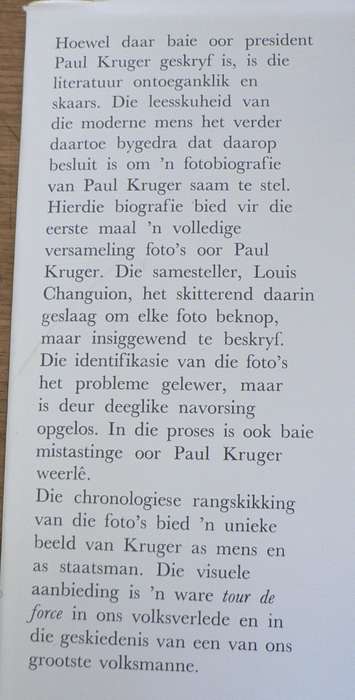 Fotobiografie van Paul Kruger1825-1904 saamgestel deur Louis Changion