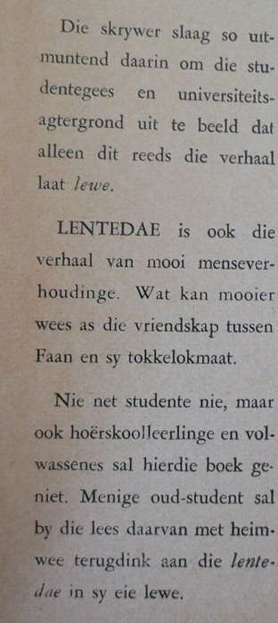 Lentedae en Daardie dae deur Mauritz Preller(studentepret op Tukkieland)(2 boeke)