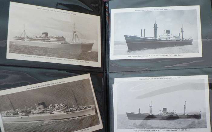 128 Union Castle line/ other mailships postcards (some colour but mostly b/w)