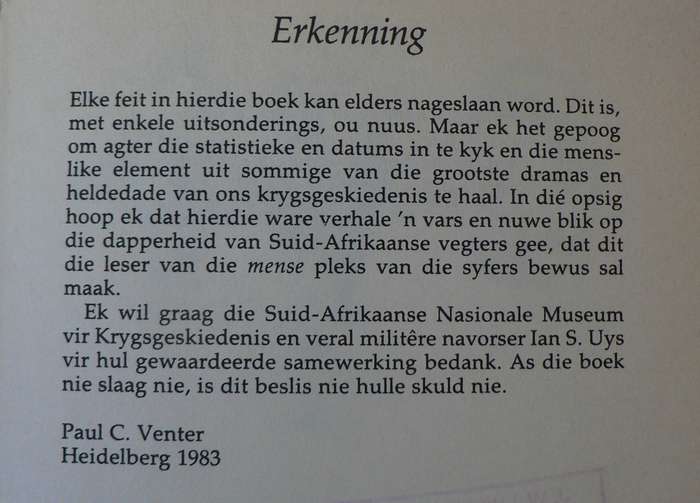 Tussen Tiers deur  Paul C. Venter(SA oorlogshelde)