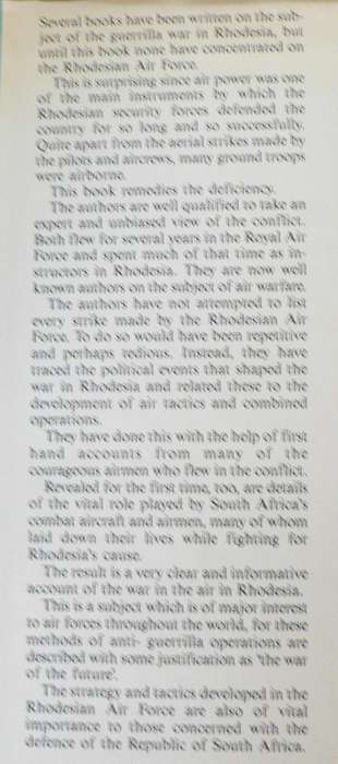 War in the Air, Rhodesian Air Force 1935-1980 by Cowderoy and Nesbit(Rhodesiana)