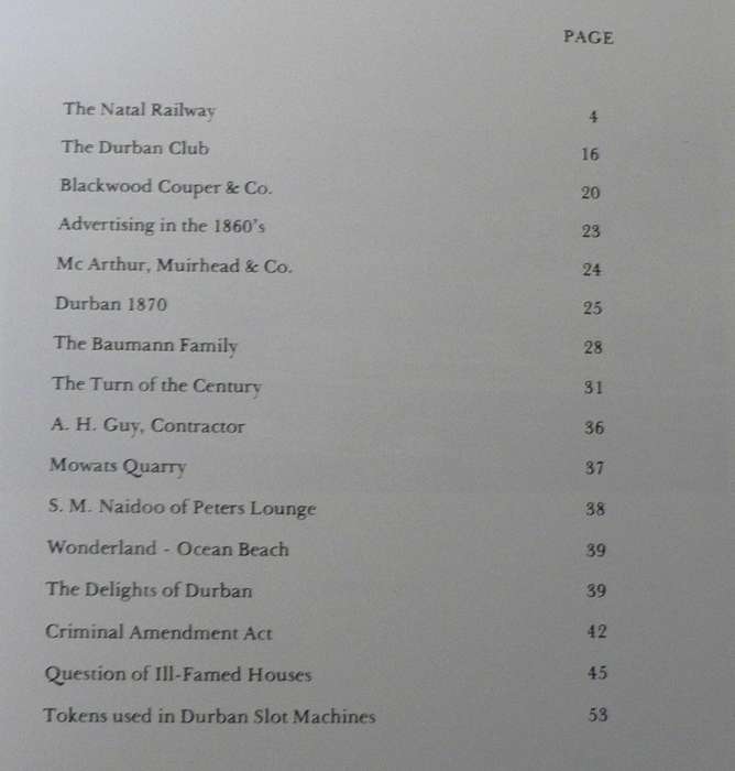 The Tokens of Natal by Pat Moran (part1 Durban)