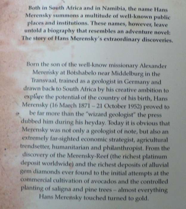 Platinum, gold and diamonds, the adventures of Hans Merensky by Eberhard Machens