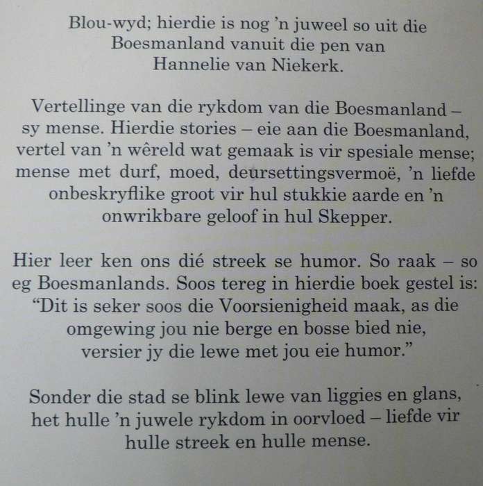 Blou-wyd deur die Boesmanland deur Hannelie van Niekerk(Boesmanlandstories)