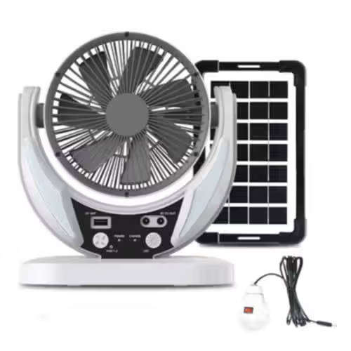 Desk Fan Solar Fan With Solar Panel USB Rechargeable Fan