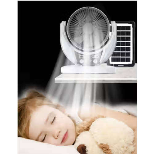 Desk Fan Solar Fan With Solar Panel USB Rechargeable Fan