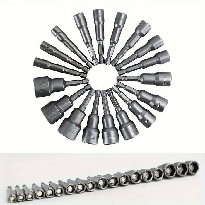 9 Piece Set 5Mm To 13Mm Hex Socket Driver Bits For Drills - Carbon Steel Construction