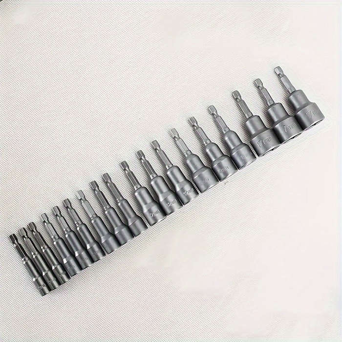 9 Piece Set 5Mm To 13Mm Hex Socket Driver Bits For Drills - Carbon Steel Construction