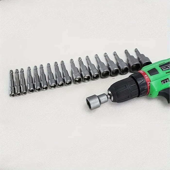 9 Piece Set 5Mm To 13Mm Hex Socket Driver Bits For Drills - Carbon Steel Construction