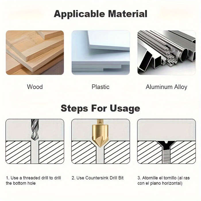 3 Pieces Carbon Steel 90 Degree Countersink Drill Bits
