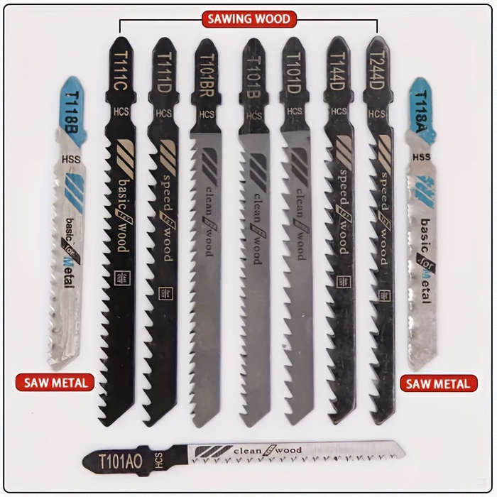 10 Piece Jigsaw Blade Set - Fine And Coarse Teeth For Wood