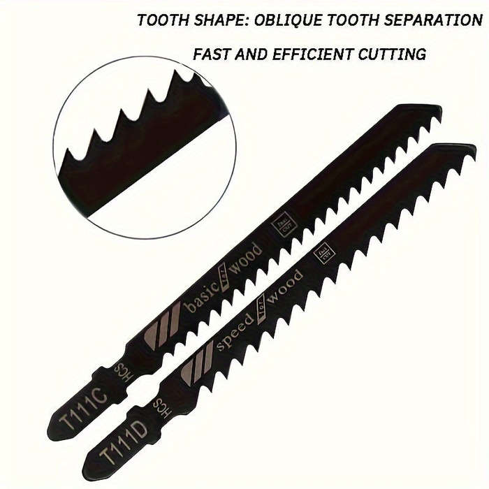 10 Piece Jigsaw Blade Set - Fine And Coarse Teeth For Wood