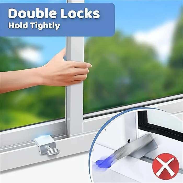 1pc Heavy-Duty Metal Sliding Window Lock