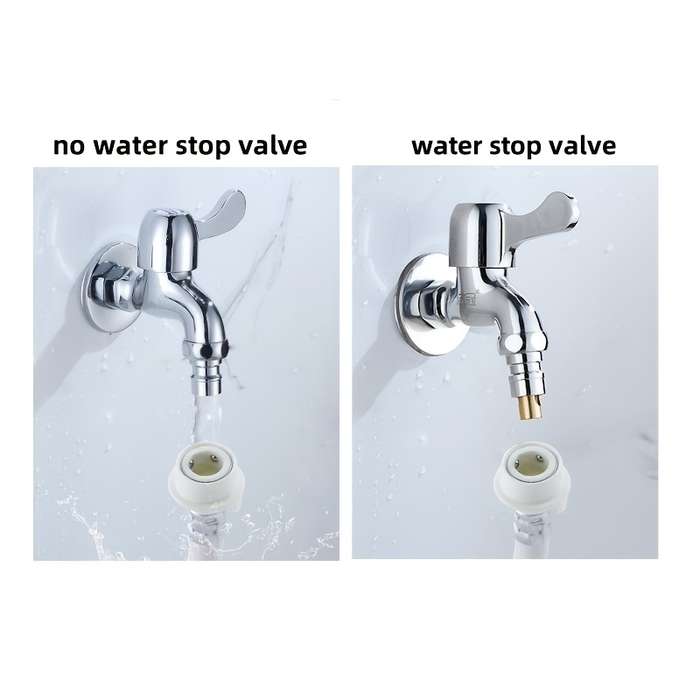 1pc Stainless Steel + Brass Washing Machine Water Faucet Check Valve