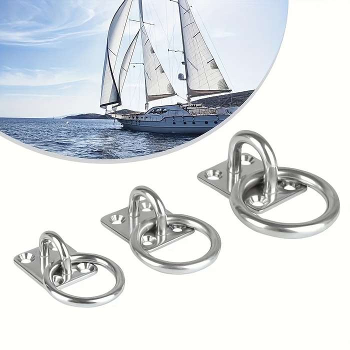 4-Pack Marine Grade 304 Stainless Steel Square Pad Eyelets