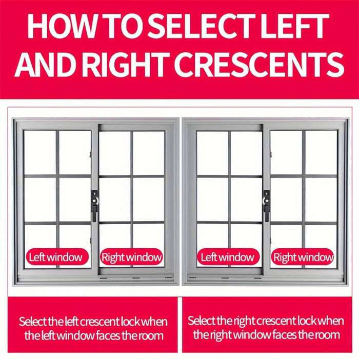 1PCS Crescent Lock Two-way Rotating Stainless Steel Sliding Door And Window Anti-theft Lock Accessor