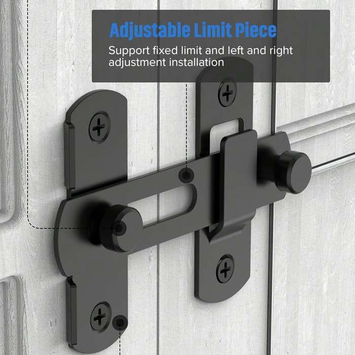 1pc Heavy-Duty Stainless Steel Slide Bolt Lock - 7.62cm Black