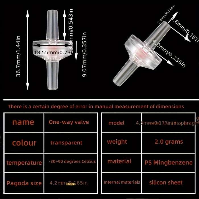 Transparent One-Way Check Valves