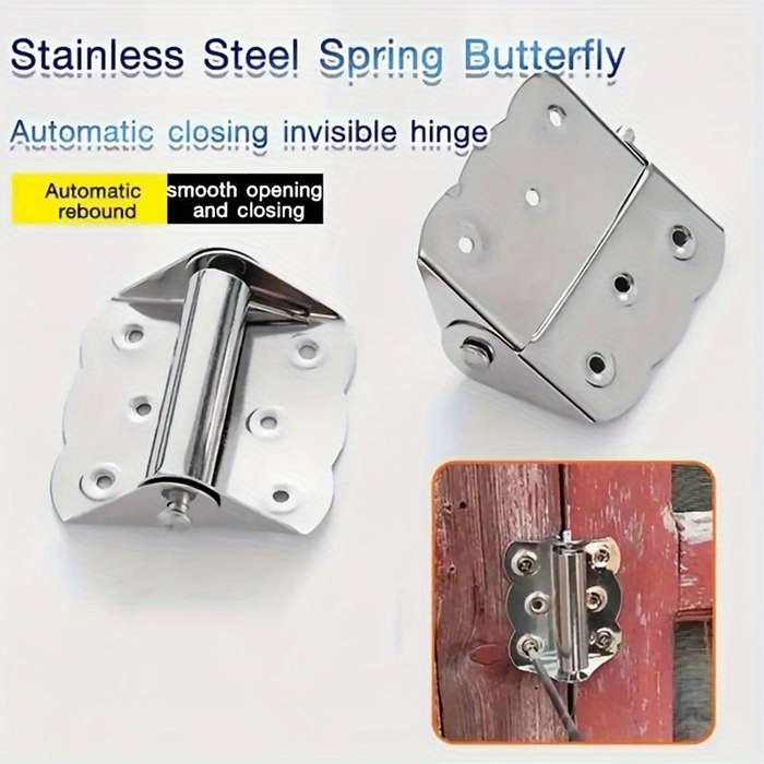 Stainless Steel Butterfly Hinge Automatic Closing Flush Hinges Rustproof Spring