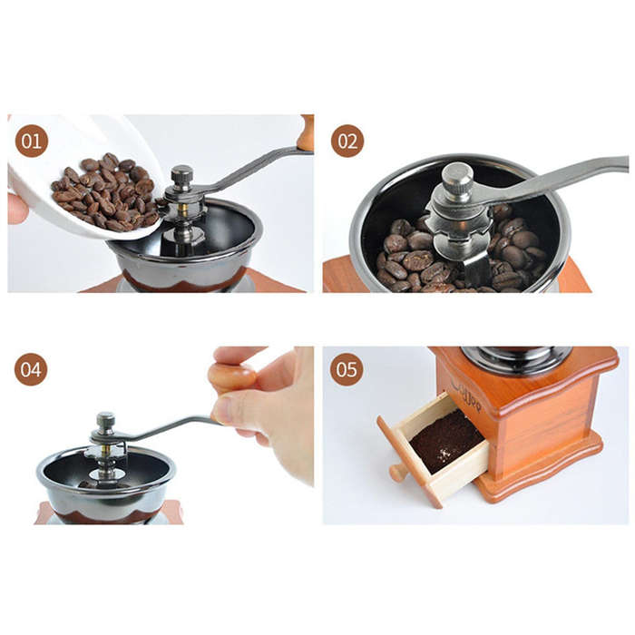 Retro Style Hand Crank Coffee Grinder Ideal for Home Use