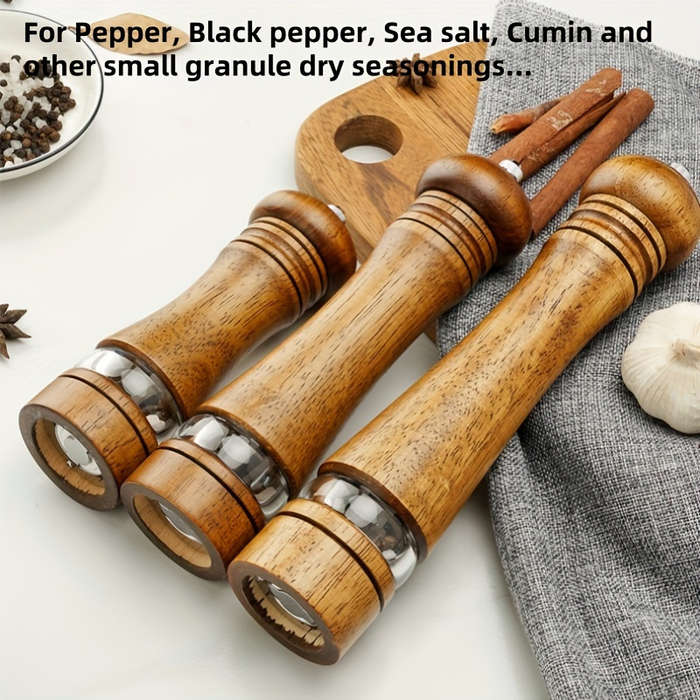 8 Adjustable Premium Oak Manual Pepper Grinder