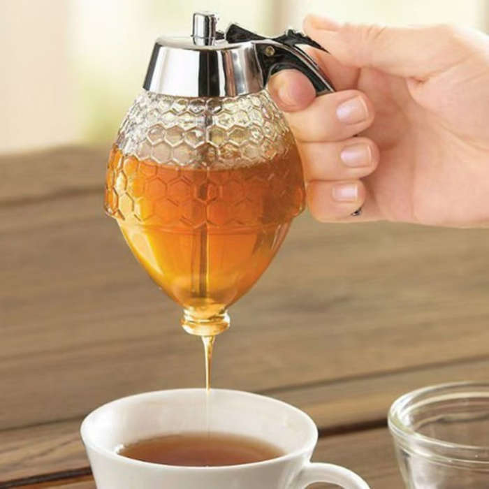 1pc Hand Held Honey Jar Honey Dispensing Jar with Stand