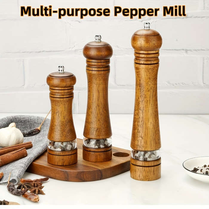 8 Adjustable Premium Oak Manual Pepper Grinder