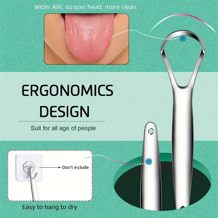 1 PC Tongue Scraper Stainless Steel Tongue Cleaner