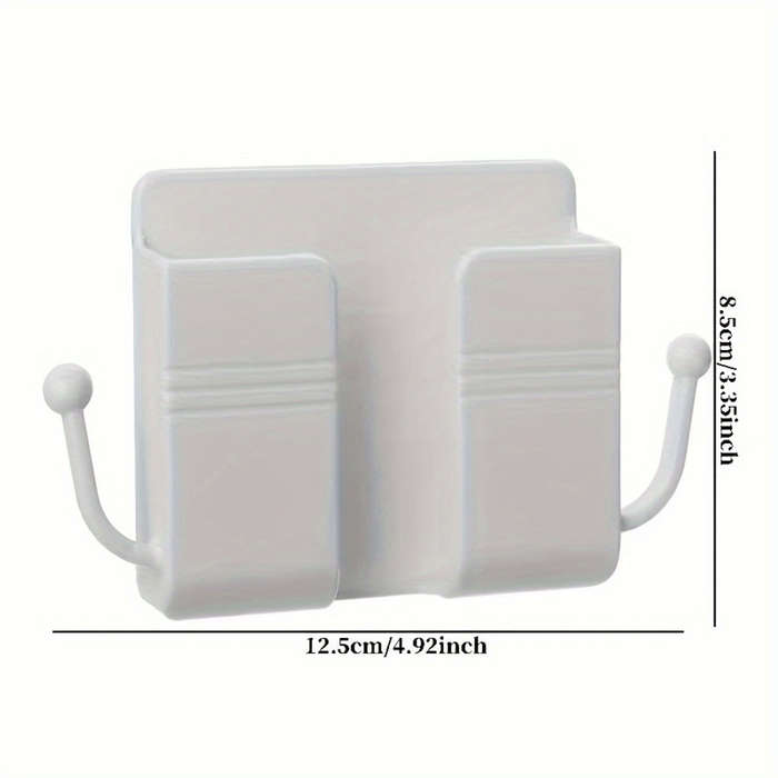 1Pcs Adhesive Wall Mount Bracket with Hook Cell Phone Charger Remote Control Organizer