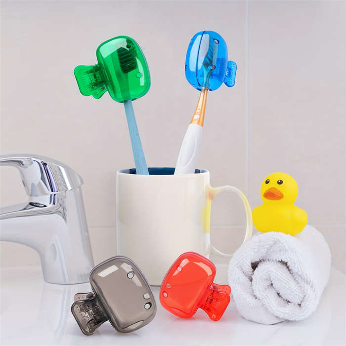 4-Pack Portable Toothbrush Case Toothbrush Protector with Vented Cover Suction Cup