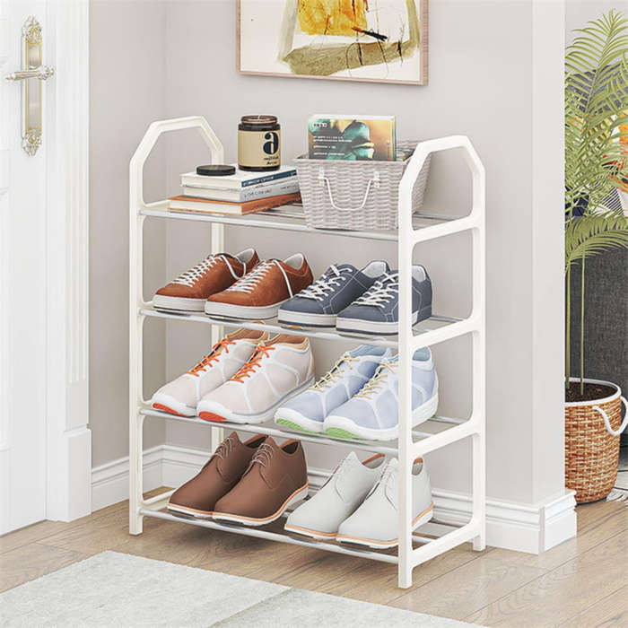 4-Tier Stackable Shoe Rack Shoe Storage Area Space Saving Entryway Shoe Rack
