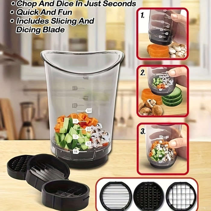 3-in-1 Manual Food Slicer and Chopping Machine with Safety Cover