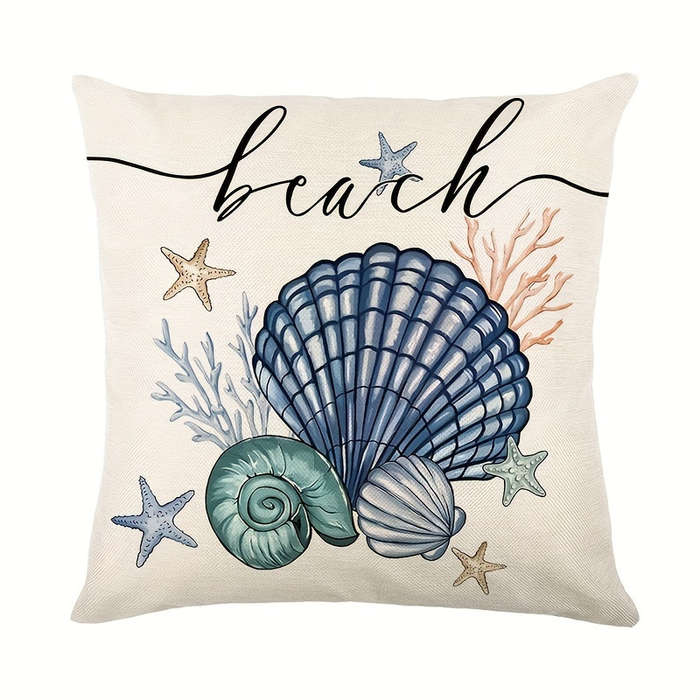 4 Pack 18x18 Modern Summer Starfish and Shell Throw Pillow Covers