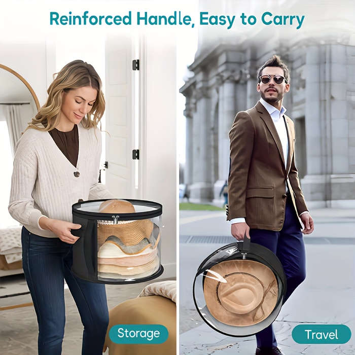Chic And Simple Transparent Hat Storage Bag With Transparent Viewing Window, Double Zipper And Sturd