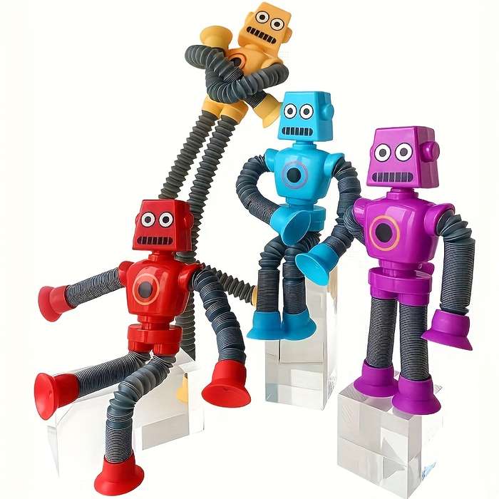4pcs stretchable suction cup robot toys