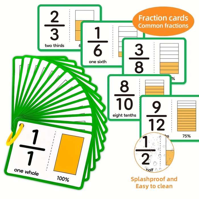15 Double-Sided Fraction Flashcards