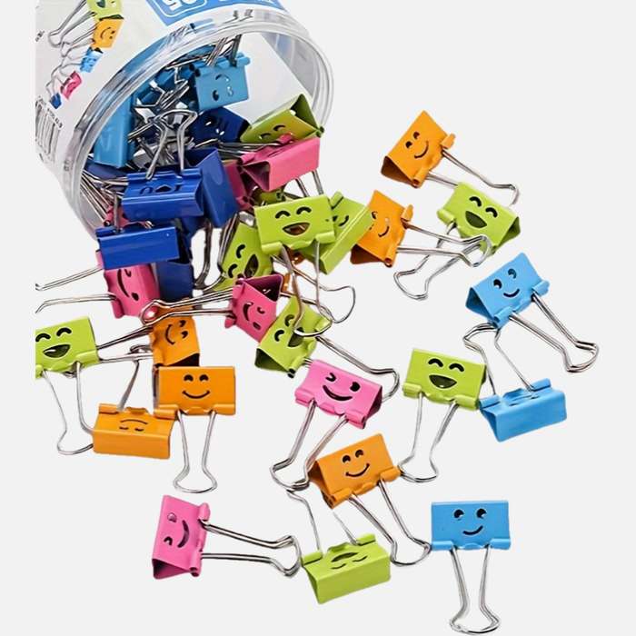 50-Pack Cartoon Face Binders In Assorted Colors