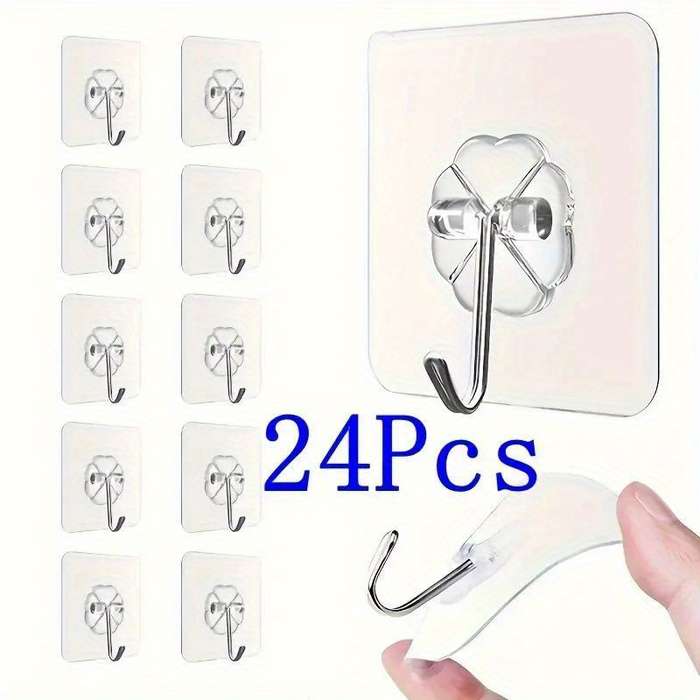Heavy duty transparent adhesive hooks 24Pcs available 9.98 KG super strong load-bearing