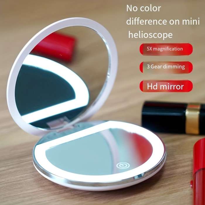 Led Travel Makeup Mirror, One Side Magnified