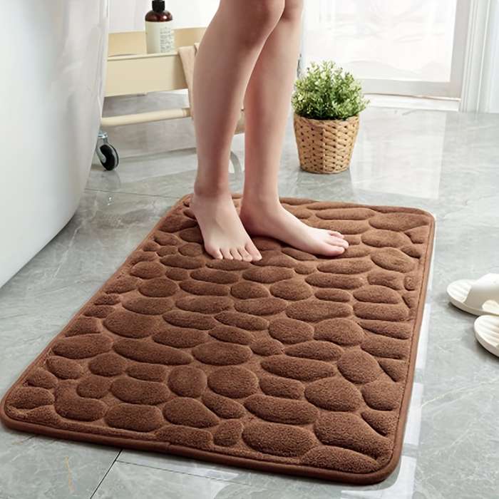 Non-Slip Bathroom Mat with PVC Backing - Machine Washable, Knitted Fabric Rectangular Bathroom Mat,