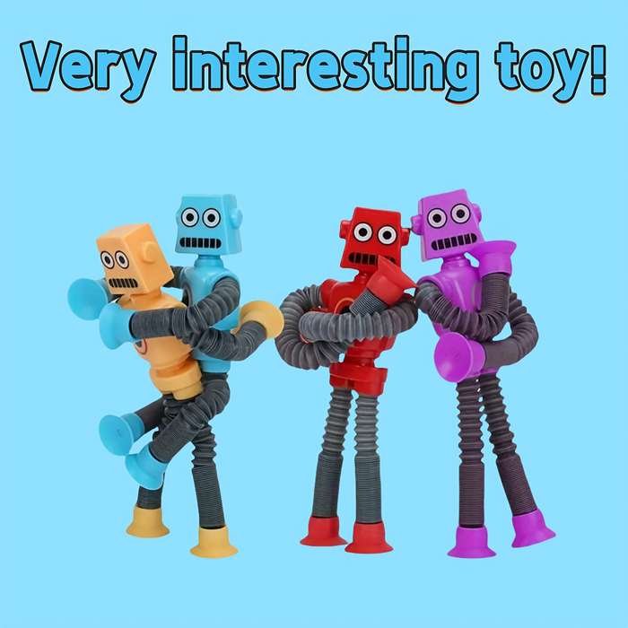 4pcs stretchable suction cup robot toys